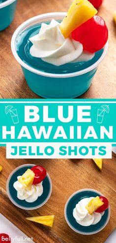 blue hawaiian jello shots with fruit on top