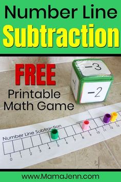 a number line subtraction game with free printable math game