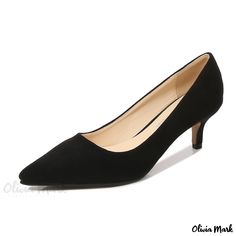 Olivia Mark - Black Suede Pointed High Heel Shoes: Stylish and Versatile Footwear for Daily Wear and Work Pointed Toe Kitten Heels, Low Heel Pumps, Designer Pumps, Pumps Heels Stilettos, Heel Design, Court Shoes, Heel Pumps, Designer Heels, High Heel Pumps