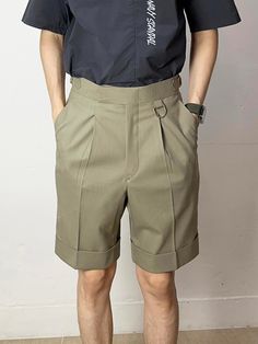 Composition : 20% Wool, 78% Polyester, 2% SpandexCountry of Origin : Republic of Korea Tailored Modern Summer Bottoms, Khaki Shorts, Shirt And Pants, Short Pants, Navy, Mens Outfits, The Originals, Pants, Clothes