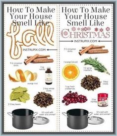 a poster with instructions on how to make your house smell like christmas