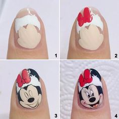 Semplice nail art Natale Disney Disney Nail Art, Animal Nail Art, Nail Art Techniques