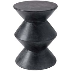 a black stool that is made out of concrete and has three sections on each side