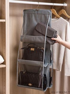 BagForLove - Transparent Hanging Handbag Organizer for Wardrobe Closet - Clear Storage Bag with Hanger Pouch Hanging Purses, Laundry Shelves, Handbag Organizer, Purse Storage, Handbag Storage, Favorite Purse, Handbag Organization, Hanging Organizer, Purse Organization