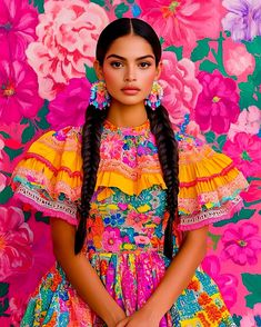 Wallflowers 🌺🇲🇽 #modernmexicanas #wallflowers #tocadodeflores #chicanavibes #maximalism #moreismore #brightcolorsmakemehappy #salomeillustrates Goth Mexican, Maximalism Fashion, Outfit Mexicano, Florida High School, Booker T Washington, Frida Kahlo Art, Mexico Style