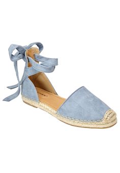 A sophisticated and strappy suede-like espadrille that will instantly take your warm-weather look to the next level. Note: There will be variations in the print due to the individualistic nature of the pattern. Suede-like upperWhite Eyelet has fabric upperBack zipper entry for easy on/offAnkle strap ties for a custom fitJute-wrapped footbed accented with metallic threadPadded insole for comfort Flexible, skid-resistant outsole for a better grip1/8" stable flat heel Suede-like espadrilles availab Coastal Grandma Style, Marvel Women Costumes, Grandma Style, Teacher Fashion, Style Capsule, Lace Up Espadrilles, Women Costumes, Blue Accessories, Spring Capsule