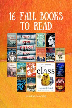 an orange book cover with the words 16 fall books to read in front of it