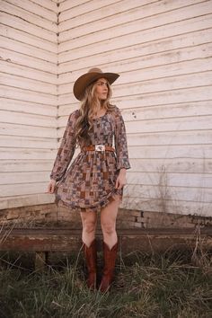 Scroll Down To Choose Your Sizes: Western Wedding Outfits Guest Fall, Cowgirl Dress Outfits, Dress With Cowboy Boots Wedding Guest, Coastal Cowgirl Dress, Cowboy Boot Outfits Women, Cowgirl Boots And Dress Outfit, Feminine Cowgirl, Dresses With Cowgirl Boots