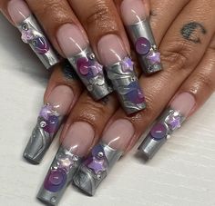 Short Nail Chrome, Purple Aesthetic Nails, Painted Nails Short, Insta Nails, Nail Chrome, Purple Nail Art, Abstract Nail Art, Aesthetic Nails, Nails Aesthetic