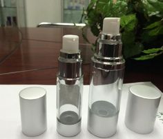 Popular High-end Airless Pump Bottle with Aluminum Cover for Essential Skin Care products.