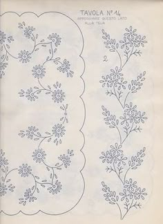 an old book with blue flowers and leaves on the cover, which is drawn in pencil