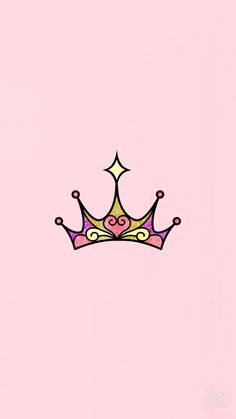 a drawing of a crown on a pink background