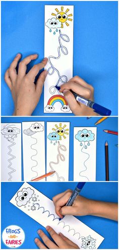 kids are making their own weather drawings with crayons