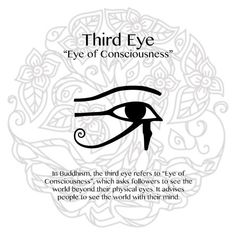 an eye with the words third eye on it, in front of a white background