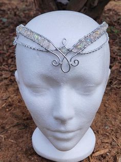 Handmade elegant silver wire circlet with clear iridescent accented beads. Great for weddings, costumes, cosplay, festivals, or personal wear.  Can also be made with yellow gold or copper colored wire, or a variety of color of beads! Can be made in child's size upon request!  Please message me for custom alterations before purchasing. Fairy Circlet Diy, Elven Headdress, Wire Elf Crown, Wire Circlet, Circlet Crown, Metal Circlet Crown, Elven Fairy