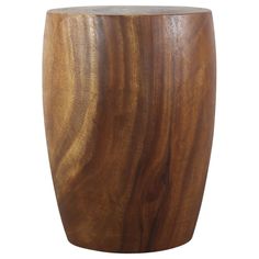 the wooden stool is made out of wood and has a rounded top with a metal base