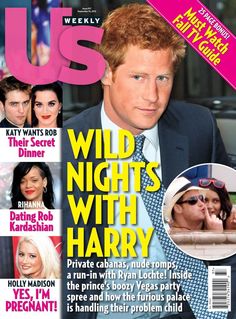 the front cover of us weekly magazine, which features photos of people in suits and ties