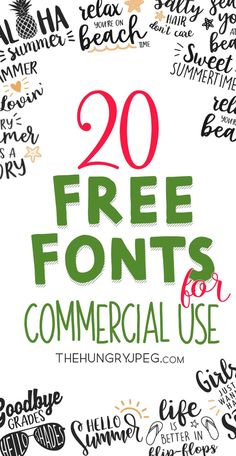 the 20 free font styles for commercial use are available in several different colors and sizes