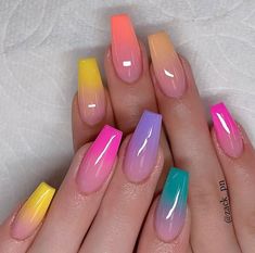 Easter nails design to try this year - Miss M.V. Unghie Sfumate, Ombre Acrylic Nails, Colorful Nails, Ombre Nail Designs, Colorful Nail Designs, Pretty Nail Art, Rainbow Nails, Nail Designs Glitter