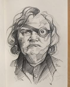 a drawing of a man with glasses on his face