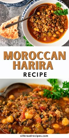 moroccan harria recipe with chickpeas in a white bowl