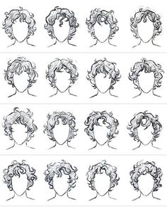 the hair styles for men are shown in this drawing lesson, which shows how to draw curly