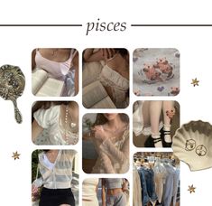 the collage shows different types of clothing and accessories