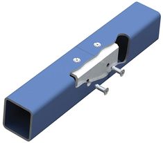 a blue object with two screws attached to it