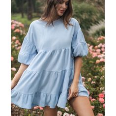 Introducing our Light Blue Puff Sleeve Ruffled Mini Dress, a delightful blend of charm and sophistication. Crafted from soft and airy fabric, this dress features romantic puff sleeves that add a touch of drama, while the ruffled detailing lends a playful and feminine flair. The light blue hue evokes a sense of freshness and tranquility, perfect for brightening up any occasion. Product code: CAA05A4C218SS Light Blue Dress Casual, Mini Frock, Bishop Sleeve Dress, Ruffled Mini Dress, Blue Dress Short, Puff Sleeve Mini Dress, Tulip Sleeve, Maxi Sundress, Light Blue Dresses