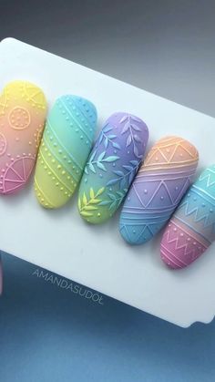 Feet Nail Design, Easter Nail Designs, Easter Nail Art, Sweater Nails, Spring Nail Art, Easter Nails, Gradient Nails