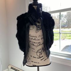 Fur Vest Never Worn Size: Medium Fur Coat With Hood, Mannequin Parts, Fur Outfit, Black Fur Vest, Fluffy Vest, Fur Vests, Black Leather Vest, Faux Fur Sweater, Fur Hood Jacket