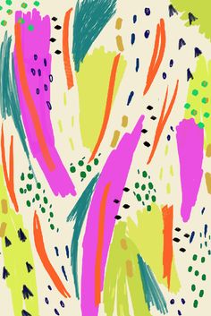 an abstract painting with colorful lines and dots