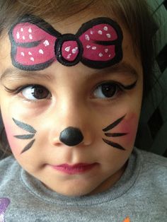 Minnie Mouse Face Painting, Mouse Face Paint, Kids Face Painting Easy, Disney Face Painting, Face Painting Images, Festival Face Paint