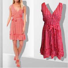 Women’s New With Tags Gingham Dress Gianni Bini V-Neck Ruffle Hem Dress With Belt Size L Gingham V-neck Dress With Ruffles, Gingham V-neck Summer Dress, Summer Gingham V-neck Dress, Beach Gingham V-neck Dress, Gingham V-neck Dress For Brunch, Gingham V-neck Dress For Vacation, Plaid V-neck Dress For Day Out, Gingham V-neck Dress For Day Out, Plaid V-neck Brunch Dress