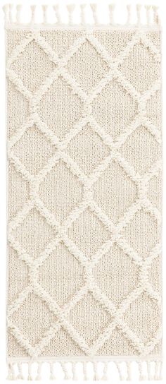 Easy Care, Stain-Resistant, Flatweave, Textured Boho Ivory Rug. 2' 0 x 4' 0 Runner. Shed-free. Has Braided Fringe. Perfect for Hallway. Styles: modern Patterns: geometric, trellis Boho Runner Rug, Braided Fringe, Bohemian Aesthetic, Boho Area Rug, Scandinavian Inspired, Large Area Rugs, Ivory Rug, Modern Room, Modern Pattern