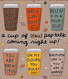 coffee cups with autumn sayings on them