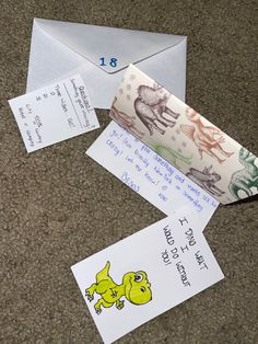 two envelopes and some papers on the ground