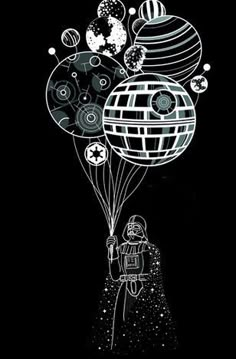 a star wars propaganda poster with an image of a person holding balloons