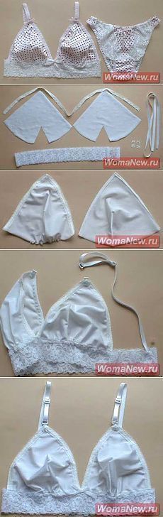 four different bras are shown with measurements