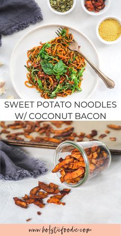 sweet potato noodles with coconut bacon is an easy and delicious side dish for any meal