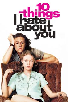 the movie poster for 10 things i hate about you with two people sitting on a chair