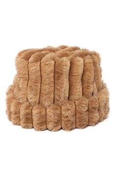 Fluffy faux fur in a ribbed design defines this toasty bucket hat ideal for cold-weather occasions. 100% polyester Spot clean Imported Vertical Paneling, Fur Bucket, Faux Fur Bucket Hat, Fur Bucket Hat, Tan Hat, Floppy Hats, San Diego Hat, Kids Uggs, Fall Accessories