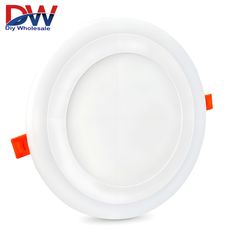 an overhead downlight with orange trim on the side and white plate in the middle