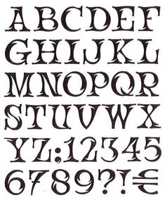 an old english alphabet with numbers and symbols