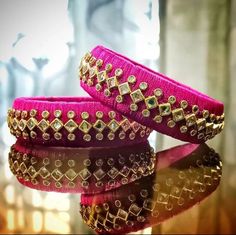 Beautiful Customized Handmade Silk Thread Bangles For All Occasions.... From @rr_crafts_mehandi's SILK THREAD BANGLES 💫All Size Available 💫All Colours Available ❤Bridal and Bulk orders ❤Colour Kundan Bangles ❤Return Gifts For Wedding ❤Return Gifts For Baby Shower Function ❤Daily/office wear Bangles ❤Reseller most welcome Thread Bangles Silk Handmade Bridal, Handmade Bangles Ideas, Homemade Bangles, Silk Thread Bangles Design Kundan, Thread Bangles Silk Handmade, Clay Bangles, Wedding Return Gifts, Gifts For Baby Shower