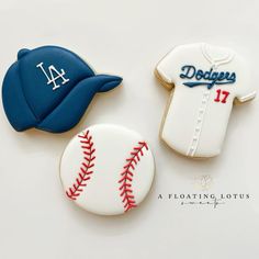 cookies decorated to look like baseballs and jerseys