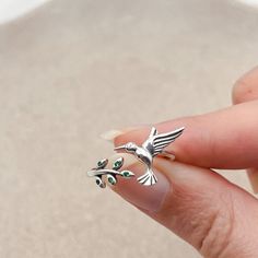 Bird Ring, Unique Silver Jewelry With Bird Design, Silver Bird Ring, Silver Bird Design Pendant Necklace, Silver Bird Pendant Jewelry, Handmade Sterling Silver Bird-shaped Jewelry, Bird Rings, Animal Rings, Silver Jewelry Rings