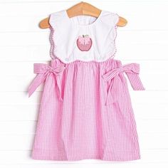 NWT Stitchy Fish Girls Prep and Polish Applique Apple Bow Dress sz5. Beautiful gingham apple and bow dress. Perfect for the start of school! Smoke-free/pet-free home. Get Prepped and Polished for the new school year! This dress features a pink gingham print, scallop trim, and an apple applique. Your star student will adore this dress! 0815 Apple Applique, Star Student, Start Of School, Star Students, Scallop Trim, Bow Dress, Pink Gingham, The New School, New School Year