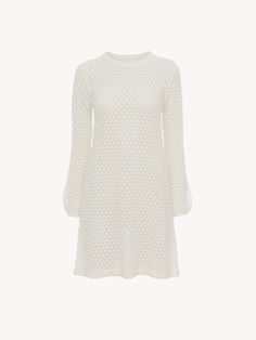 Chloé Mini Dress In Cotton Pointelle | Chloé US Women's Cardigans, Oversized Turtleneck, Cardigan Sweaters For Women, Sweaters Oversized, Blouse Dress, Cardigans For Women, Dress Collection, Jacket Dress, Sweater Cardigan