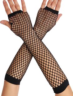 PRICES MAY VARY. These long fishnet gloves are perfect for adding a touch of edgy flair to any outfit, whether it's for a night out or a costume party. The fishnet arm sleeve design is both fashionable and versatile, allowing you to pair them with a variety of looks, from punk rock to retro glam. Made from durable and stretchy fishnet material, these gloves provide a comfortable fit while adding an alluring appeal to your ensemble. These fishnet sleeves are ideal for cosplay, dance performances, Goth 80s, Net Gloves, Punk 80s, Fishnet Gloves, Scene Accessories, Gloves Fingerless, Fish Net, Christmas Sweater Men, Ugly Sweater Party